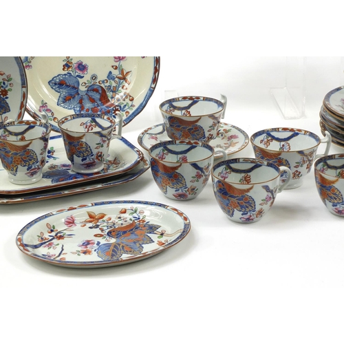 89 - 19th century Spode Tobacco Leaf dinner and teaware including two teapots, plates and cups with sauce... 