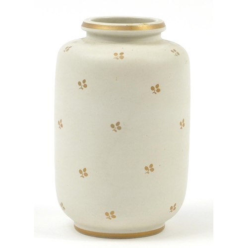 63 - Wilhelm Kage for Gustavsberg, Swedish Carrara vase with stylised gilt decoration, numbered 1076, 19.... 