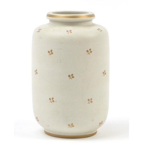 63 - Wilhelm Kage for Gustavsberg, Swedish Carrara vase with stylised gilt decoration, numbered 1076, 19.... 