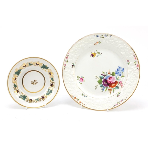 87 - Charles Bourne, early 19th century Staffordshire cabinet plate and cup with saucer, each hand painte... 