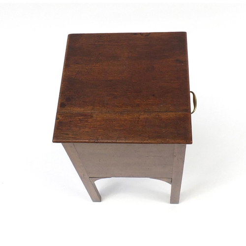 1527 - Georgian mahogany sewing box with brass handles, 55.5cm high x 31cm W x 31cm D