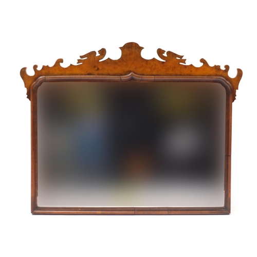 1542 - Georgian style burr walnut mirror, 67.5cm x 52.5cm