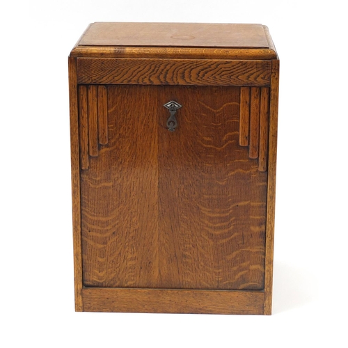 1534 - Art Deo oak coal box, 54cm H x 39cm W x 31cm D
