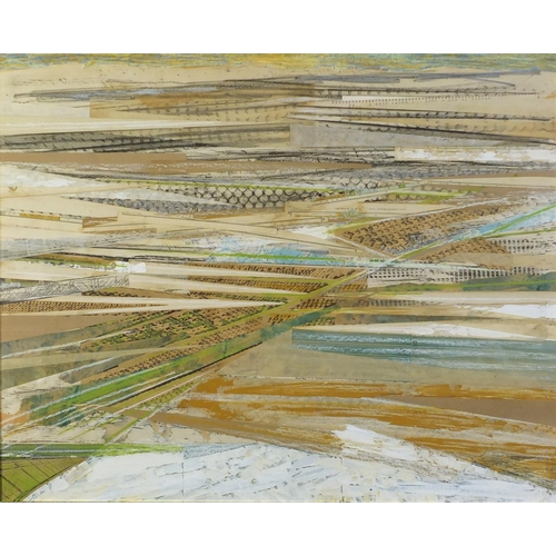 479 - Jonathan Adams 1987 - Traces of the city of the Plains, mixed media and collage, inscribed verso, fr... 