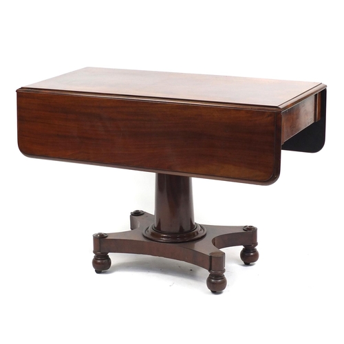 1549 - Regency mahogany pembroke table with end drawer, on turned column, 74cm H x 107cm W x 54cm D