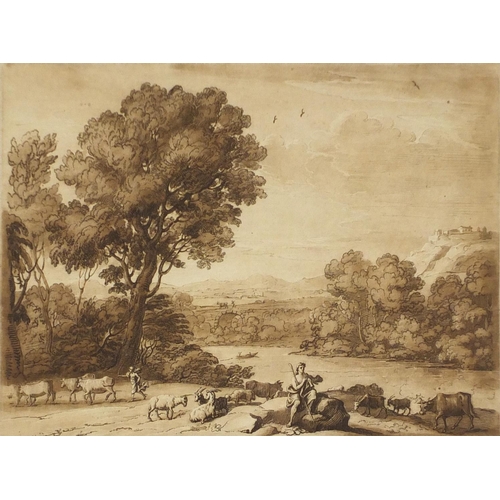 525 - Five 18th century etchings including a pair after Claude le Lorrain from the original drawings in th... 