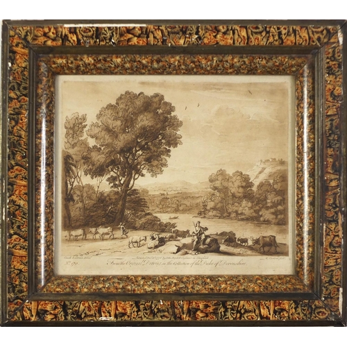 525 - Five 18th century etchings including a pair after Claude le Lorrain from the original drawings in th... 