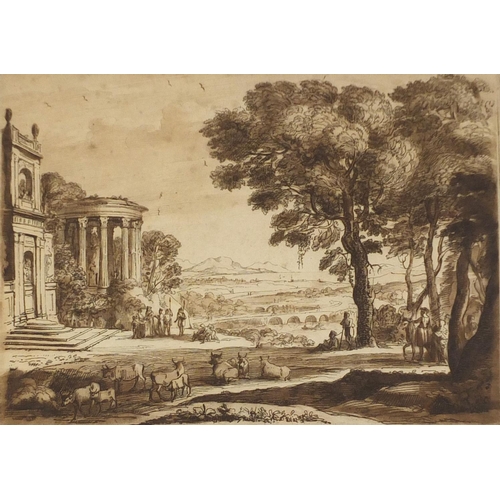 525 - Five 18th century etchings including a pair after Claude le Lorrain from the original drawings in th... 