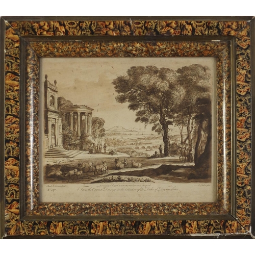 525 - Five 18th century etchings including a pair after Claude le Lorrain from the original drawings in th... 