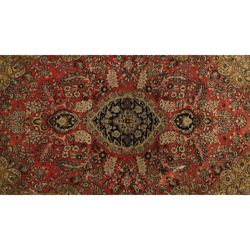 1532 - Rectangular Persian Qum silk rug having all over floral design, 171cm x 108cm