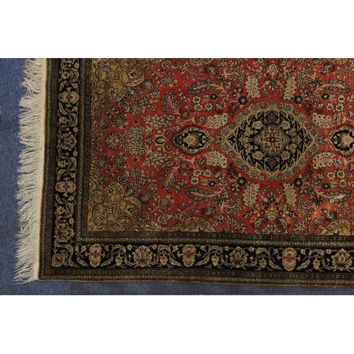 1532 - Rectangular Persian Qum silk rug having all over floral design, 171cm x 108cm