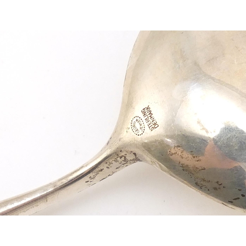 3046 - Tias Eckhoff for Georg Jensen, pair of Danish sterling silver salad servers, London 1958, 21.5cm in ... 