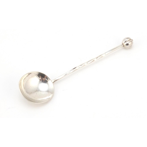 3045 - A E Jones, Arts & Crafts silver spoon with planished bowl, Birmingham 1928, 14cm in length, 19.2g