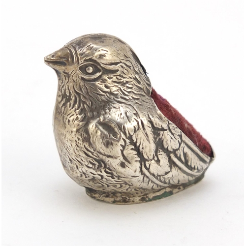 3056 - William Hair Haseler, Edward VII silver chick pin cushion, Birmingham 1907, 4cm high, 27.4g