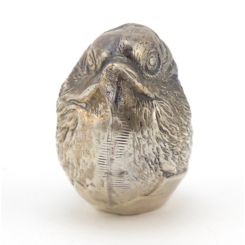 3043 - Sampson Mordan & Co Ltd, Edward VII silver chick pin cushion, 3.5cm high, 26.8g