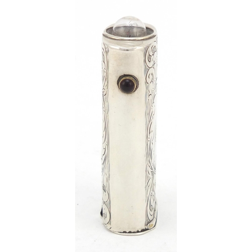 3025 - British Ever Ready Elecric Co, George V silver torch engraved with foliage, inscribed MAR 1913, 7cm ... 