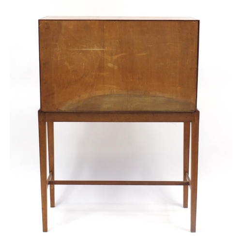 1480 - Arts & Crafts oak student's bureau on stand with a fall above two drawers, 109cm H x 79cm W x 33cm D