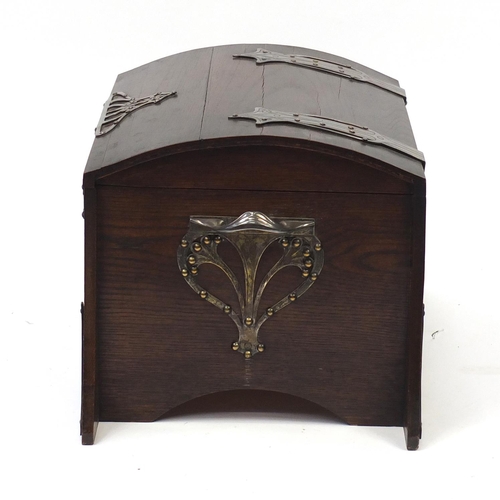 1453 - French Art Nouveau oak dome top three drawer collector's chest with silver plated mounts and handles... 