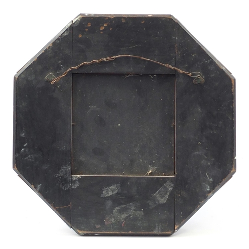 12 - Keswick School of Industrial Arts, Arts & Crafts octagonal brass mirror embossed with stylised flowe... 