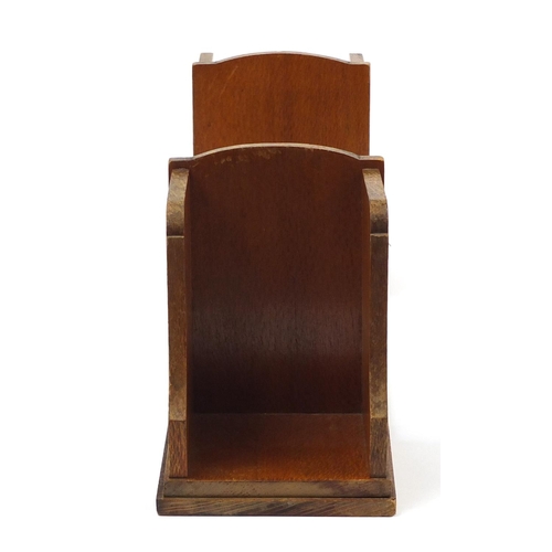 899A - Art Deco inlaid bookshelf with triangular motifs, 21cm H x 61.5cm W x 16cm D