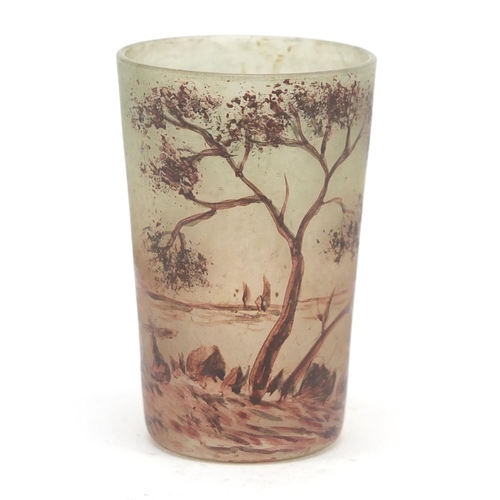 141 - Charles Vessiere Nancy, early 20th century French cameo glass liqueur glass decorated with a landsca... 