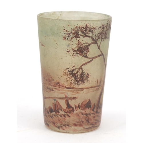 141 - Charles Vessiere Nancy, early 20th century French cameo glass liqueur glass decorated with a landsca... 