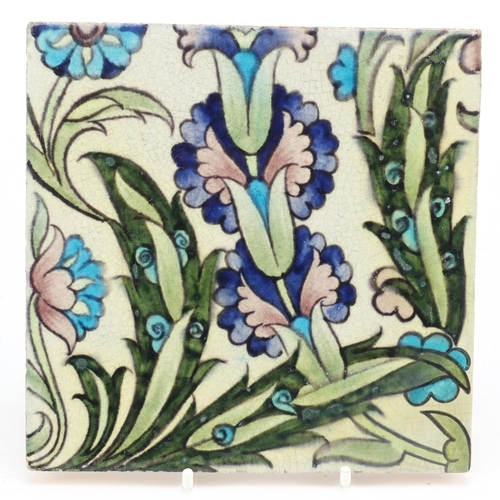 8 - William de Morgan for Sands End, Arts & Crafts pottery hand painted with stylised flowers, impressed... 