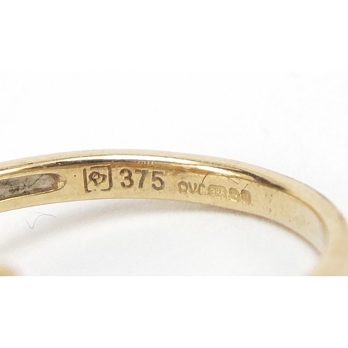 2332 - 9ct gold multi gem ring, size O, 2.4g