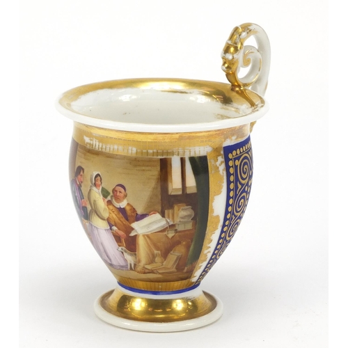 97 - 19th century Continental porcelain cup in the style of Vienna, finely hand painted with a panel of t... 