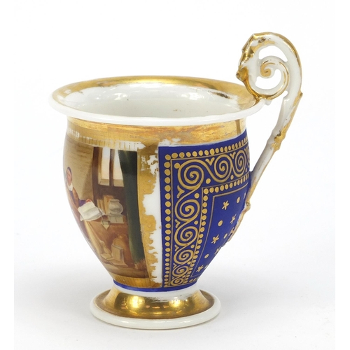 97 - 19th century Continental porcelain cup in the style of Vienna, finely hand painted with a panel of t... 