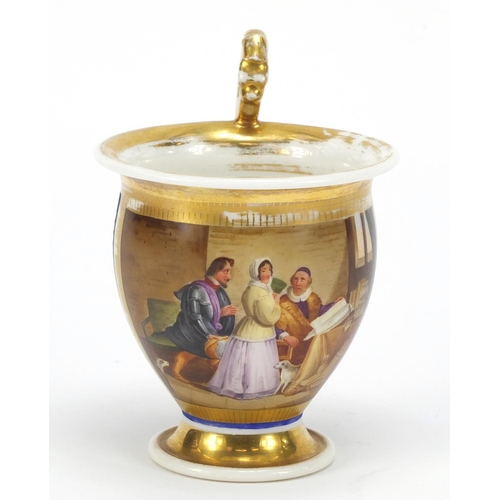 97 - 19th century Continental porcelain cup in the style of Vienna, finely hand painted with a panel of t... 