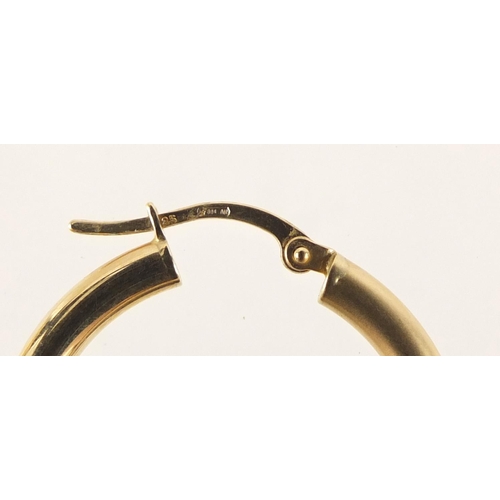 2330 - Pair of 9ct gold hoop earrings, 2.6cm in diameter, 2.2g