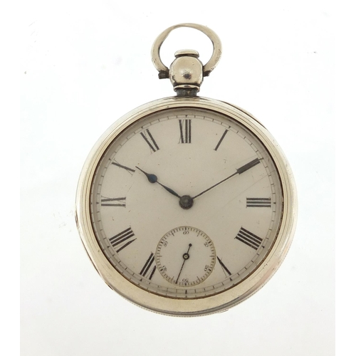 2374 - Waltham Mass, gentlemen's sterling silver open face pocket watch with subsidiary dial, 48mm in diame... 