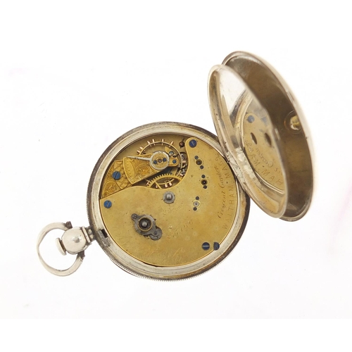 2374 - Waltham Mass, gentlemen's sterling silver open face pocket watch with subsidiary dial, 48mm in diame... 