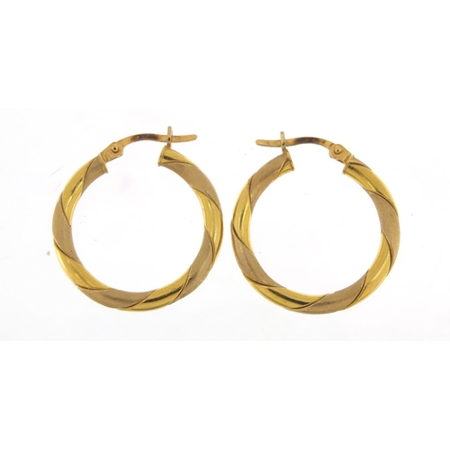 2355 - Pair of 18ct gold hoop earrings, 2.5cm in diameter, 3.8g