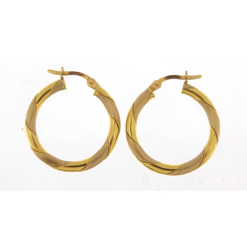 2355 - Pair of 18ct gold hoop earrings, 2.5cm in diameter, 3.8g