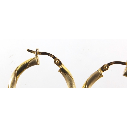 2355 - Pair of 18ct gold hoop earrings, 2.5cm in diameter, 3.8g