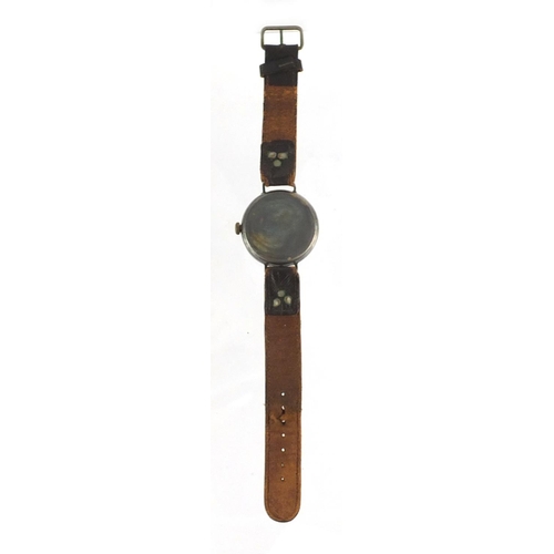 2405 - Military interest wristwatch with luminous dial and case by George Stockwell, 34mm in diameter