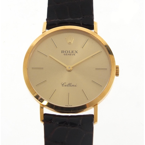 2340 - Rolex Cellini, gentlemen's 18ct gold manual wristwatch with cloth pouch, the case numbered W027798, ... 