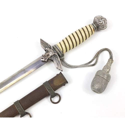2128 - German military interest Luftwaffe 2nd pattern dagger by Carl Eickhorn with scabbard and portepee, 4... 