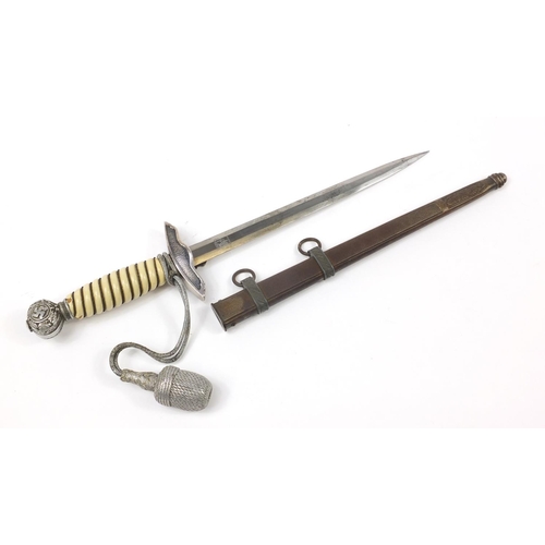 2128 - German military interest Luftwaffe 2nd pattern dagger by Carl Eickhorn with scabbard and portepee, 4... 