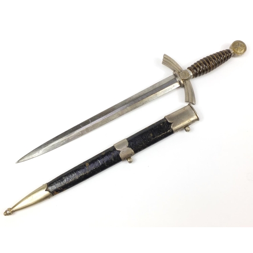 2128A - German military interest Luftwaffe 1st pattern dagger with scabbard, 47cm in length