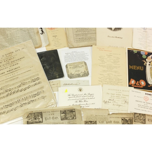 1264 - 17th century and later ephemera and a HM King George anniversary coronation plaque including Monthly... 