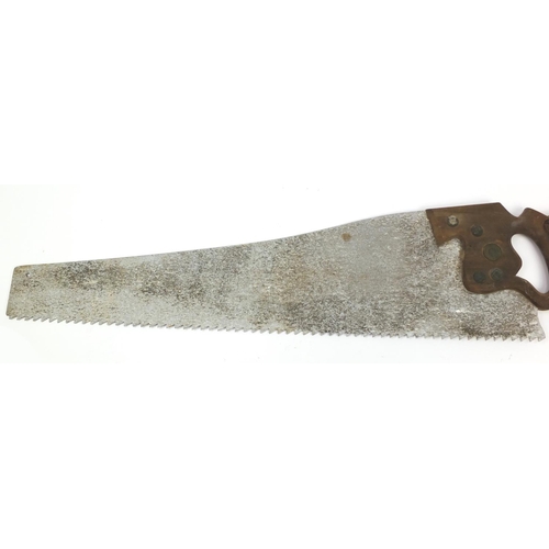 1092 - Large Spear & Jackson of Sheffield advertising saw shop sign, inscribed Spearior, 140cm in length