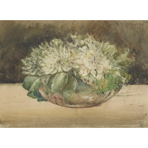 522 - Elizabeth Sarah Fulleylove 1902 - Still life flowers, watercolour, mounted, framed and glazed, 24.5c... 