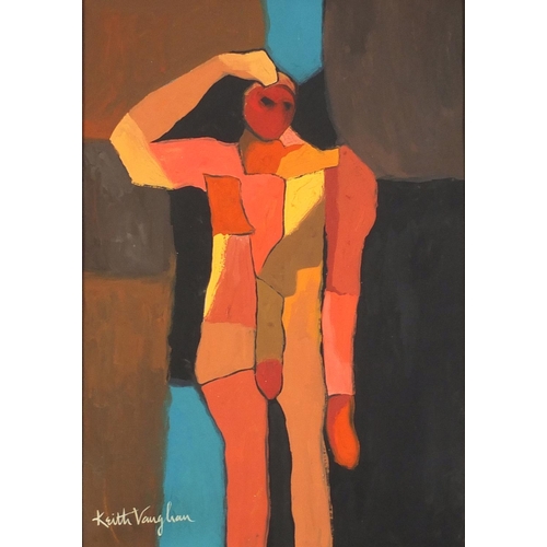 452 - Manner of Keith Vaughan - Abstract composition, portrait of a nude man, Modern British mixed media o... 