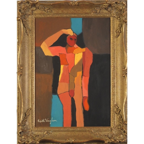 452 - Manner of Keith Vaughan - Abstract composition, portrait of a nude man, Modern British mixed media o... 