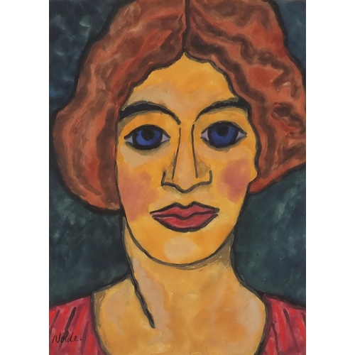 106 - Portrait of a female, watercolour, mounted, framed and glazed, 35.5cm x 26cm excluding the mount and... 