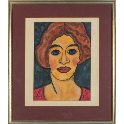 106 - Portrait of a female, watercolour, mounted, framed and glazed, 35.5cm x 26cm excluding the mount and... 