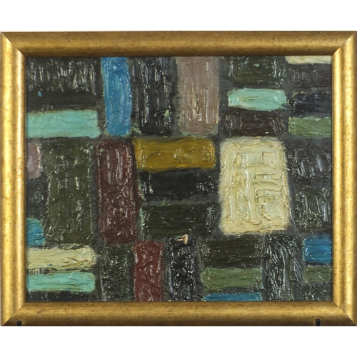 899 - Abstract composition, Russian school impasto oil, framed and glazed, 49cm x 39.5cm excluding the fra... 